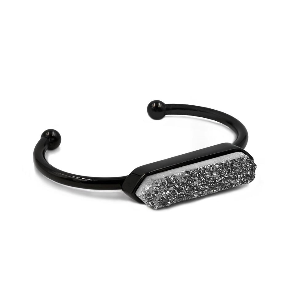Black Ondine Stormy Quartz Bangle Bracelet*GORGEOUS BRAND-NEW Velvet Gift Bag